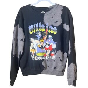 Disney Villains It's Good To Be Bad Custom Bleached Crewneck Sweatshirt Medium‎